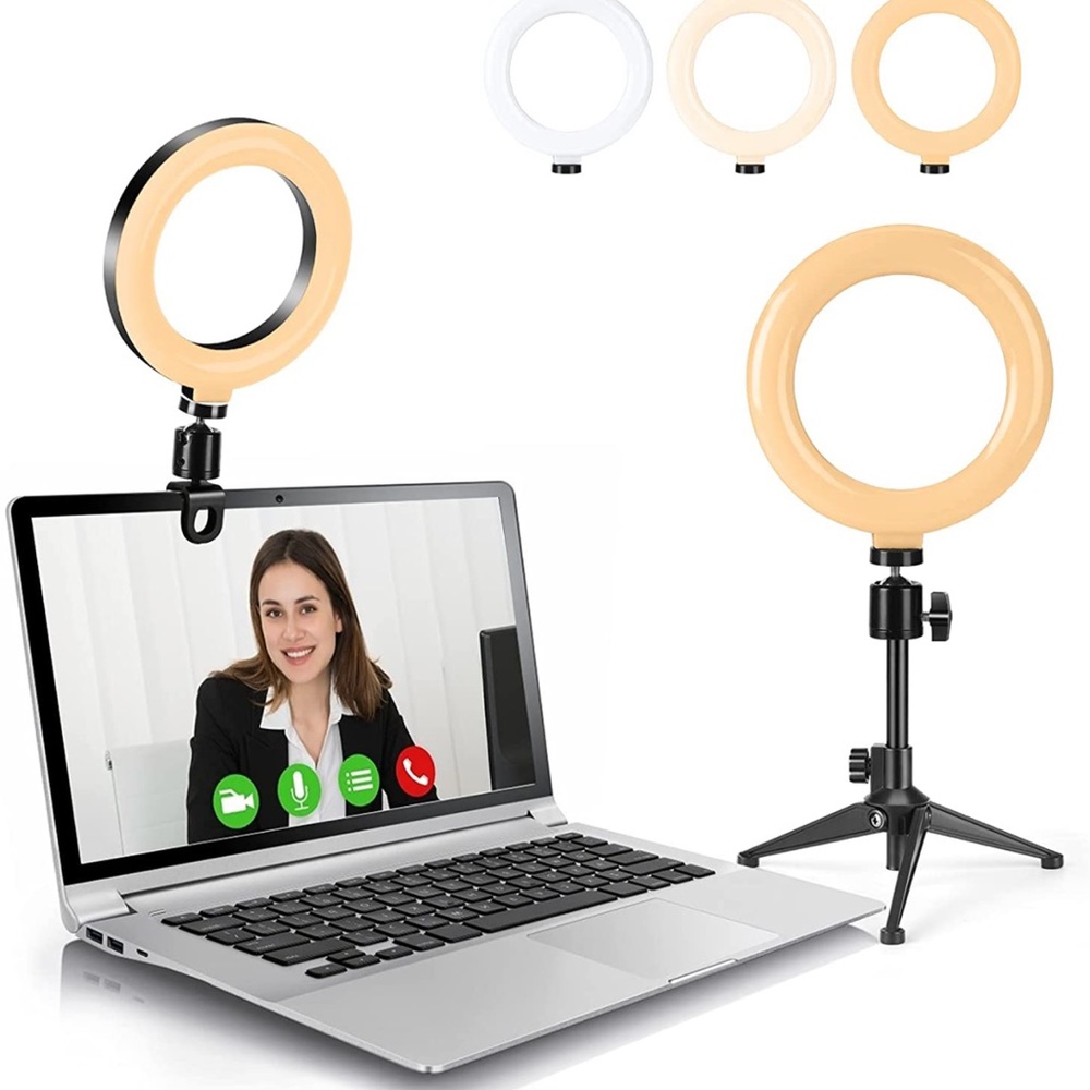 Video Conference Lighting Kits, 6” LED Selfie Ring Light with Tripod